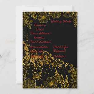 Elegante schwarze und goldene Hochzeits-Detailkart Einladung