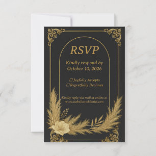 Elegante schwarze und goldene Hochzeits-RSVP-Karte RSVP Karte