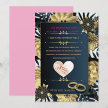 Elegante schwarze und goldene Hochzeitseinladung m
