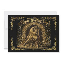 Elegante schwarze und goldene Hochzeitseinladung z