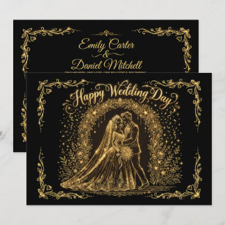 Elegante schwarze und goldene Hochzeitseinladung z Einladung