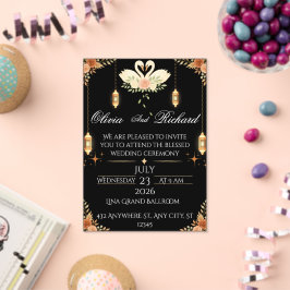 Elegante schwarze und goldene Hochzeitseinladungsv Acryleinladungen
