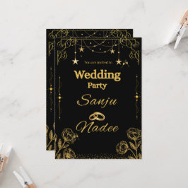 Elegante schwarze und goldene minimalistische Hoch Einladung