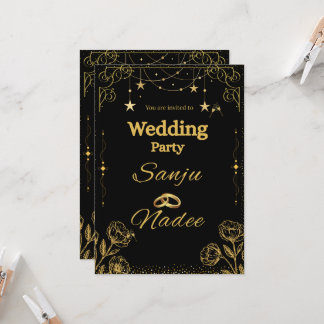 Elegante schwarze und goldene minimalistische Hoch Einladung