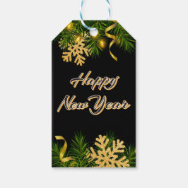 Elegante schwarze und goldene Neujahr-Geschenkanhä Geschenkanhänger