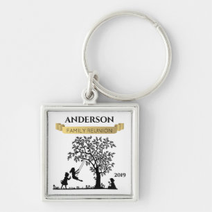 Elegante schwarze und goldene personalisierte Fami Schlüsselanhänger