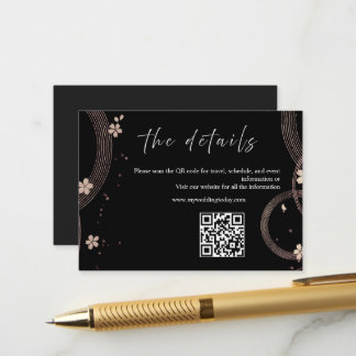 Elegante schwarze und goldene QR-Details-Karte Begleitkarte