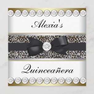 Elegante schwarze und goldene Quinceanera Einladung