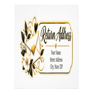 Elegante schwarze und goldene Rücksende-Adressetik Fotodruck