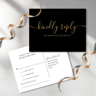 Elegante schwarze und goldene Songwunsch-RSVP-Post Einladungspostkarte
