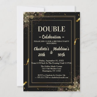 Elegante schwarze und goldene stilvolle gemeinsame einladung