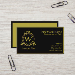 Elegante schwarze und goldene stilvolle personalis visitenkarte