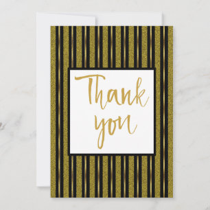Elegante schwarze und goldene Streifen Dankeskarte