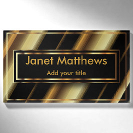 Elegante schwarze und goldene Streifen Namenschild