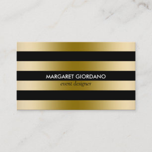 Elegante schwarze und goldene Streifen Visitenkarte