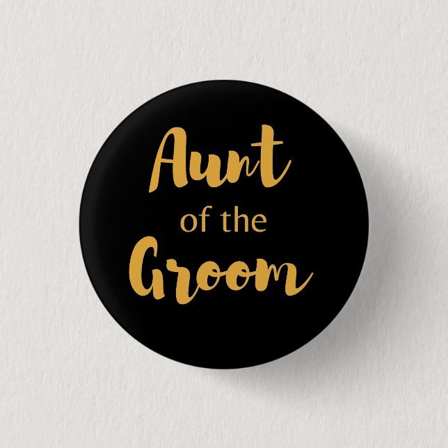 Elegante schwarze und goldene Tante auf der Groom- Button (Vorderseite)