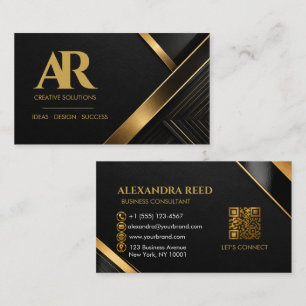 Elegante schwarze und goldene Visitenkarte
