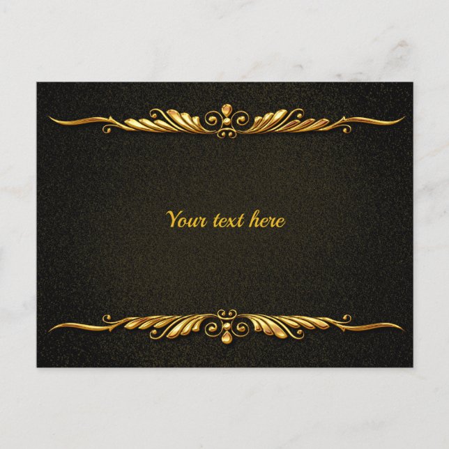 Elegante schwarze und goldene Vorlage, anpassen, Postkarte (Vorderseite)