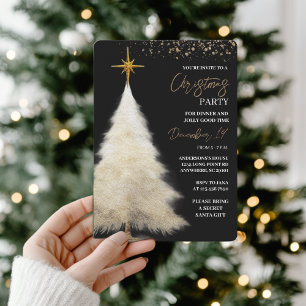 Elegante schwarze und goldene Weihnachtsfeier  Einladung