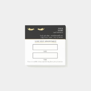 Elegante schwarze und goldene Wimpernbehandlung Post-it Klebezettel