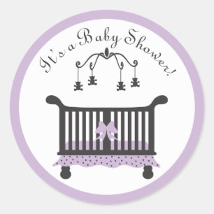Elegante schwarze und lila Baby-Mädchen-Krippe Runder Aufkleber