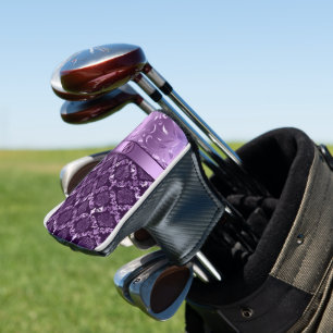Elegante schwarze und metallische Lila Damasken & Golf Headcover