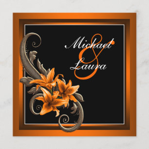 Elegante schwarze und orange asiatische Lilien-Hoc Einladung