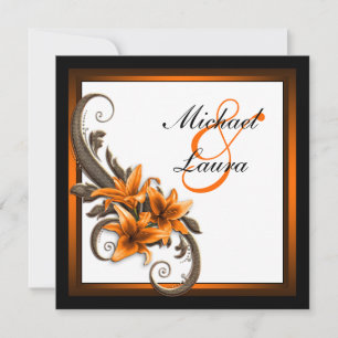 Elegante schwarze und orange asiatische Lilien-Hoc Einladung