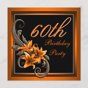 Elegante schwarze und orange Tiger-Lilie-Birthday- Einladung