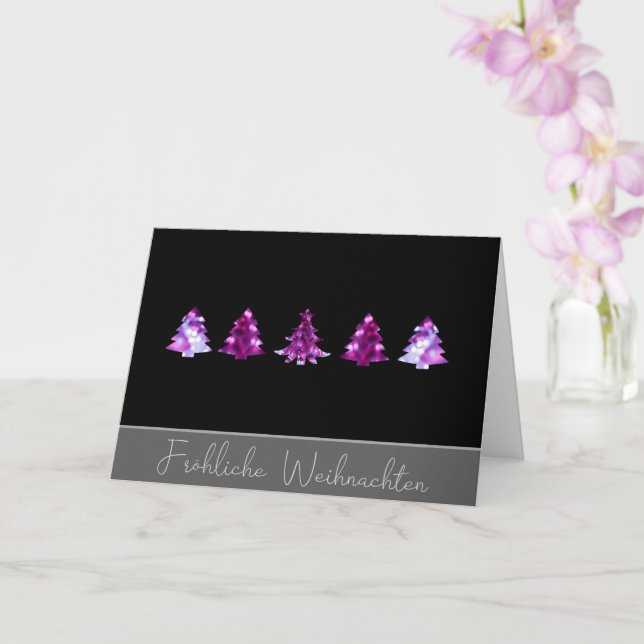 Elegante schwarze und rosa Frohe Weihnachtsbäume K Karte (Orchidee)