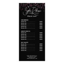 Elegante schwarze und rosa Glitter-Preisliste Rack