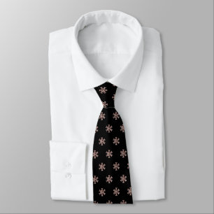 Elegante Schwarze und Rose Goldene Schneeflocken M Krawatte