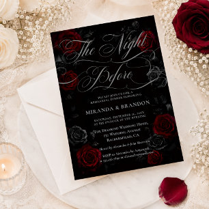 Elegante schwarze und rote florale Probe-Dinner-Ei Einladung