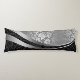 Elegante schwarze und silberfarbene Damaskas, dyna Seitenschläferkissen