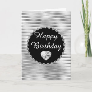 Elegante schwarze und silberne Diamant-Rand-Geburt Karte