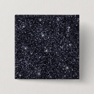 Elegante schwarze und silberne Glitter-Funkel-Hoch Button