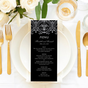 Elegante schwarze und silberne Vintage-Glamour-Hoc Menükarte
