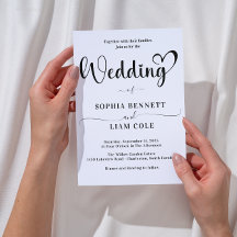 Elegante schwarze und weiße Herz-Schrift Hochzeit
