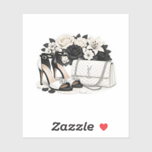 Elegante schwarze und weiße High Heels Aufkleber