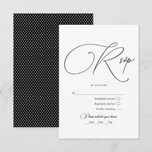 Elegante schwarze und weiße Hochzeit RSVP Karte