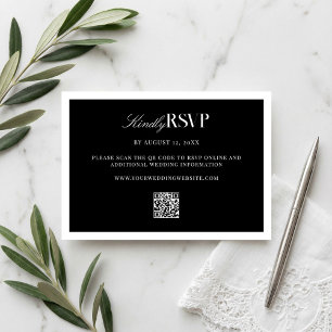 Elegante schwarze und weiße Hochzeit RSVP Karte