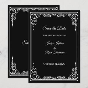 Elegante schwarze und weiße Hochzeit - Termin vorm Ankündigung