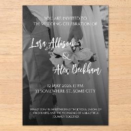 Elegante schwarze und weiße Hochzeitseinladung Acryleinladungen
