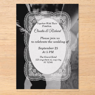 Elegante schwarze und weiße Hochzeitseinladung Acryleinladungen