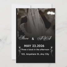 Elegante schwarze und weiße Hochzeitseinladung