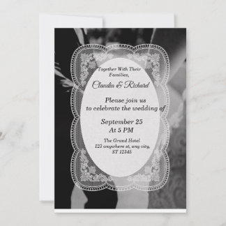 Elegante schwarze und weiße Hochzeitseinladung Einladung