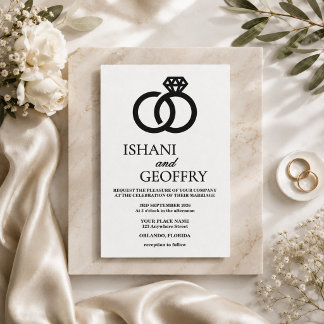 Elegante schwarze und weiße Hochzeitseinladung min Einladung