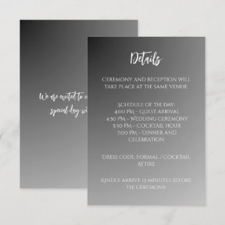 Elegante schwarze und weiße Hochzeitseinlagekarte Begleitkarte