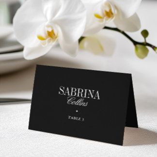 Elegante schwarze und weiße Hochzeitsplatzkarte Tischnummer