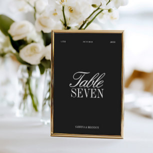Elegante schwarze und weiße Hochzeitstisch-Nummer Einladung